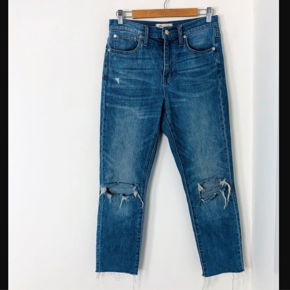 Madewell High-Rise Slim Crop Boyjean Rip Distress - Picture 6 of 8